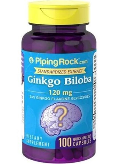 Гінкго Білоба Ginkgo Biloba Extract 120 mg Standardized Extract 100 caps Piping Rock (264074351)