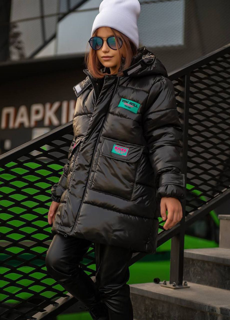 Черная зимняя куртка зимняя popluzhnaya