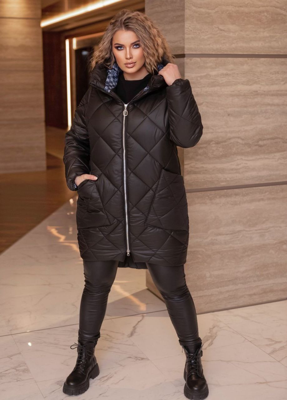 Черная женская куртка с капюшоном цвет черный р.52 440000 New Trend