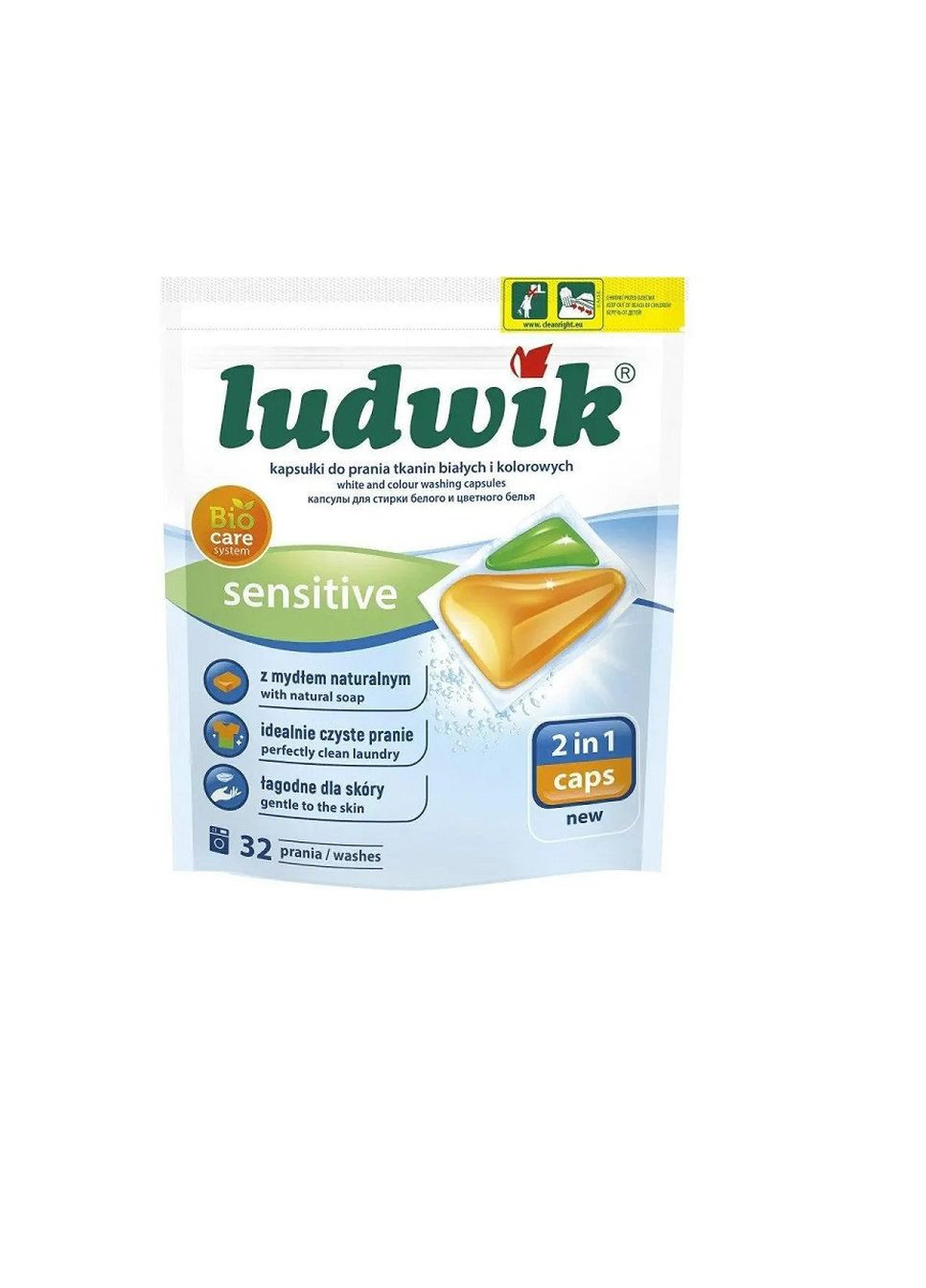 Капсули для прання білих та кольорових речей Sensitive 32 шт Ludwik (262292363)