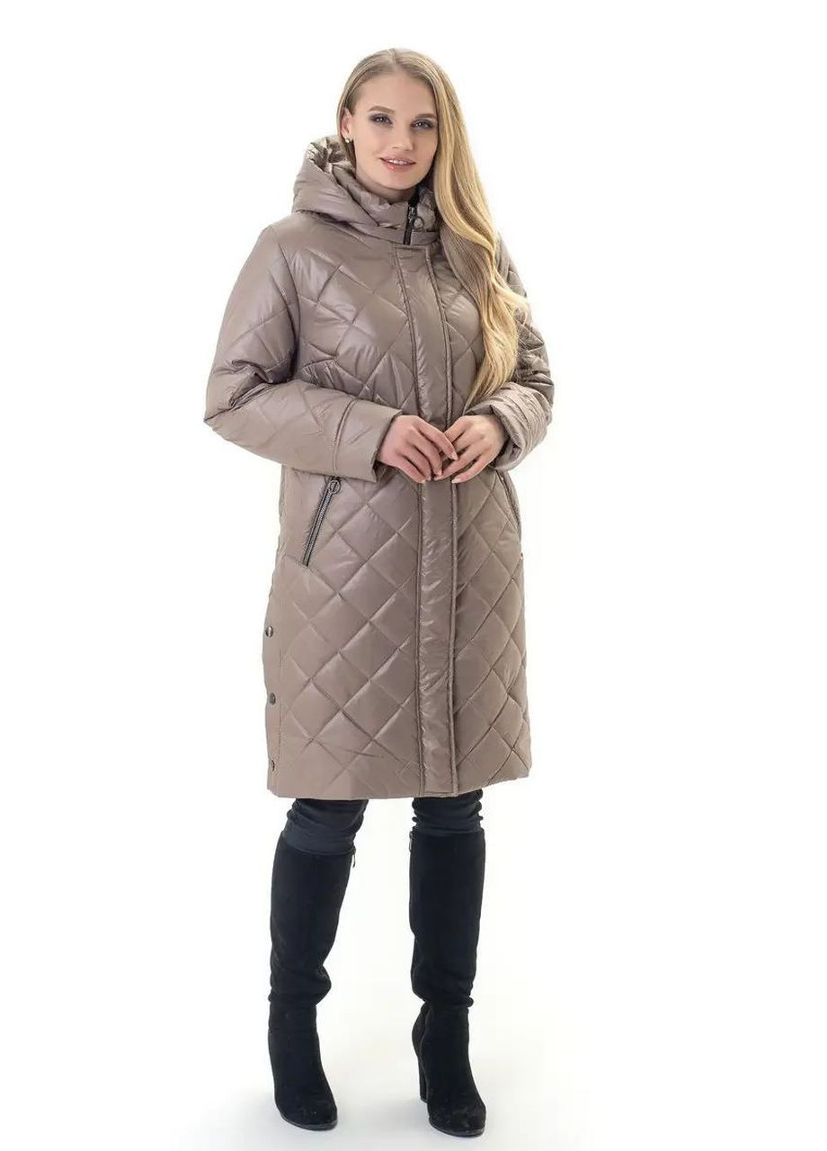 Бежева демісезонна осіння жіноча куртка великого розміру SK