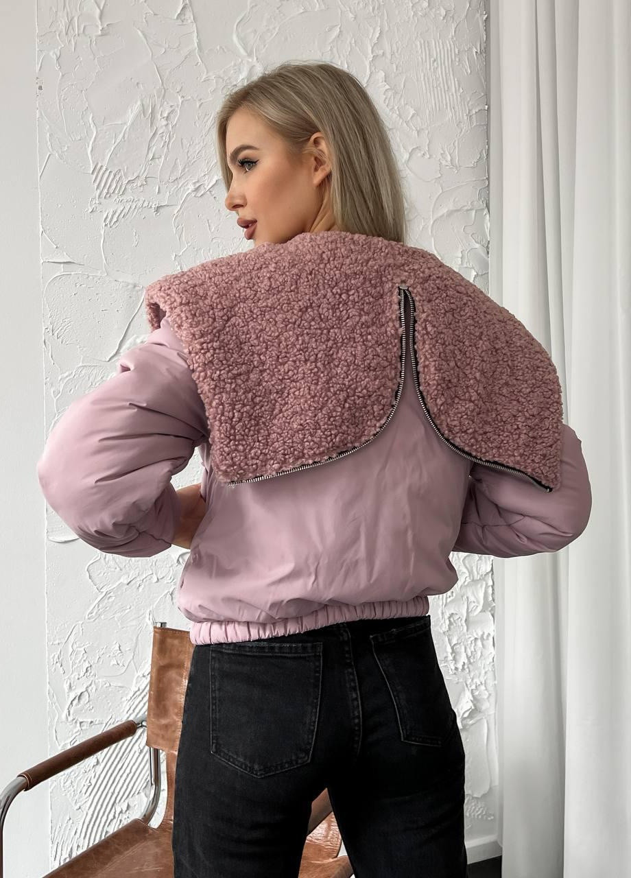 Розовая женская укороченная курточка цвета пыльная роза р.42/44 396844 New Trend