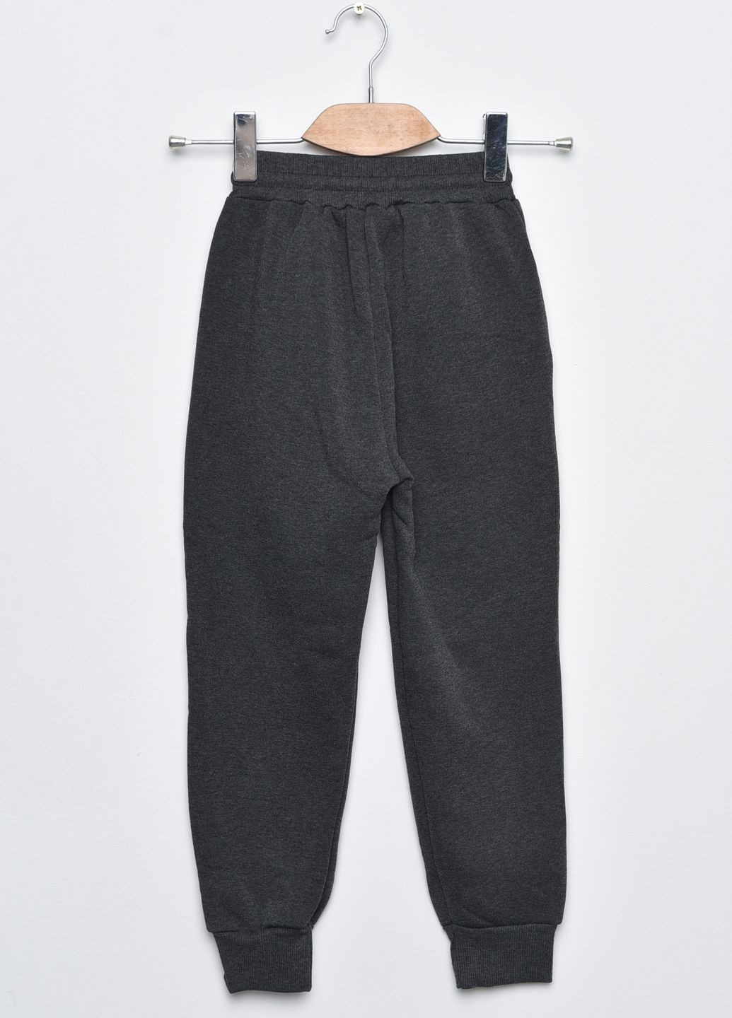 Спортивні штани дитячі для хлопчика на флісі темно-сірого кольору Let's Shop (273901244)