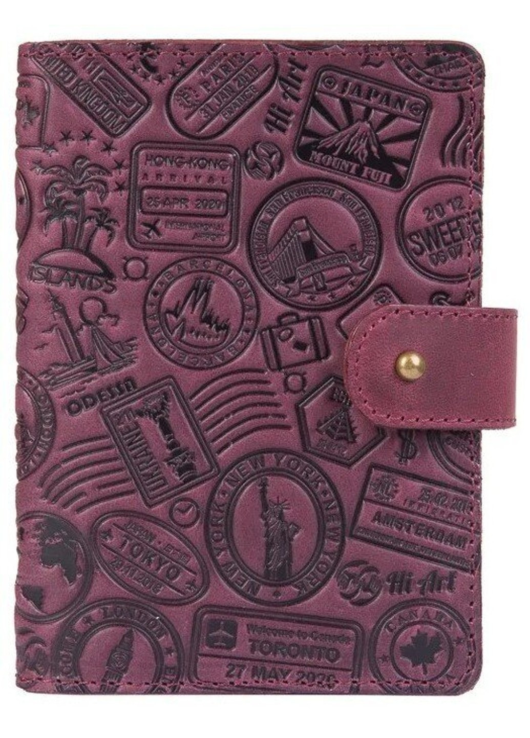 Обкладинка для паспорта зі шкіри «Let's Go Travel» PB-02/1 Shabby Alga Темно-зелений Hi Art (268371708)