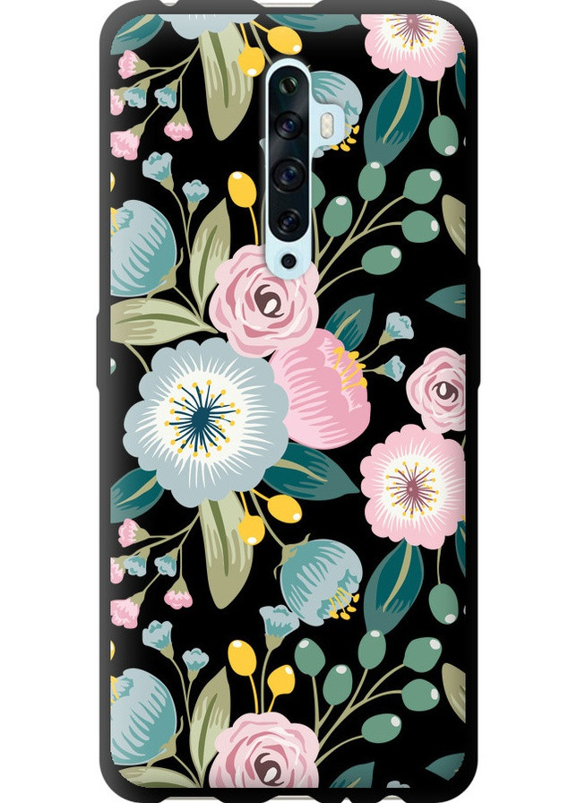 TPU чорний чохол 'Квіткові шпалери v2' для Endorphone Oppo Reno 2Z (258088850)