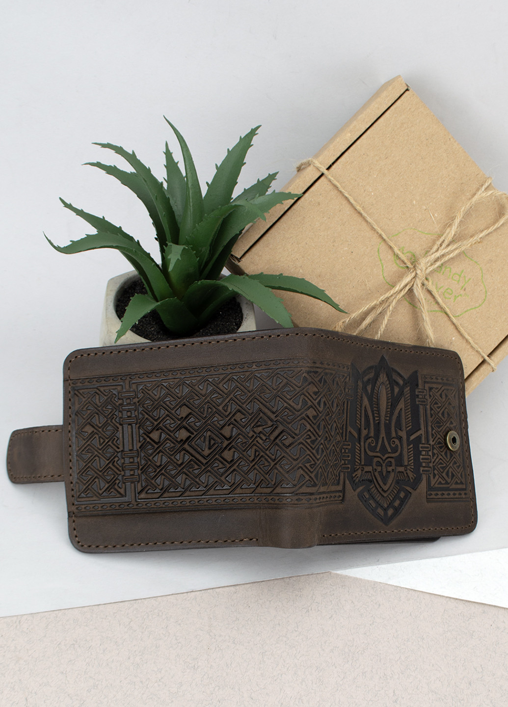 Портмоне мужское кожаное HC0041 коричневое с гербом Украины HandyCover (272632150)