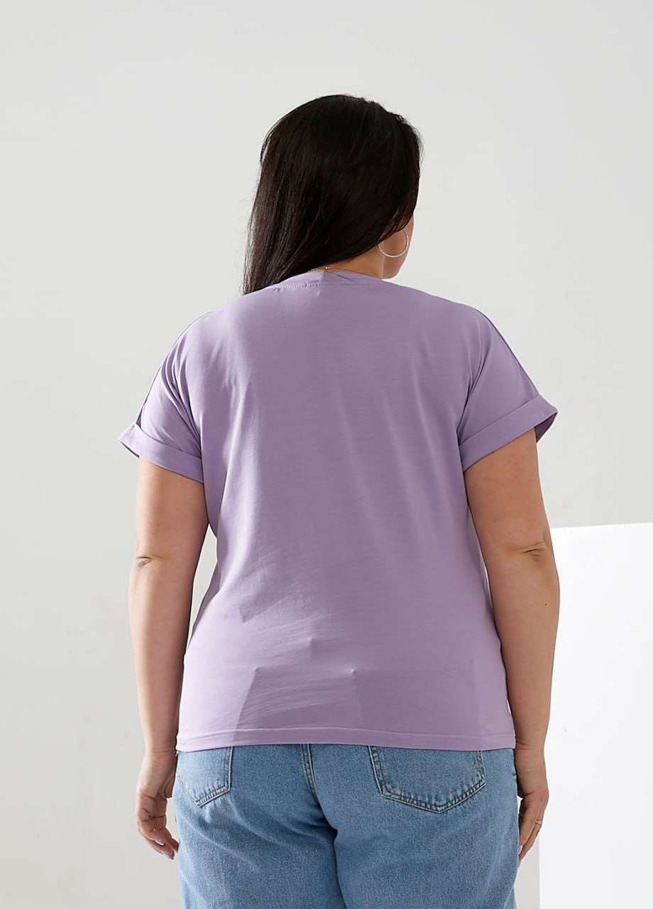 Фіолетова жіноча футболка колір лавандовий р.42/46 432371 New Trend
