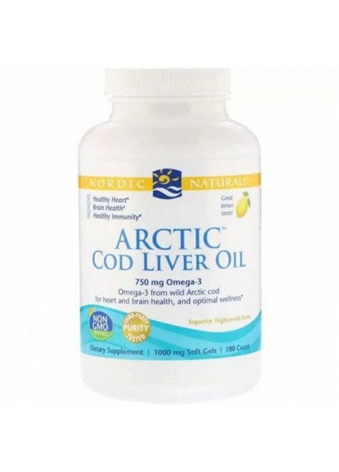 Arctic Cod Liver 1000 mg 180 Soft Gels Great Lemon taste Nordic Naturals (259967089)