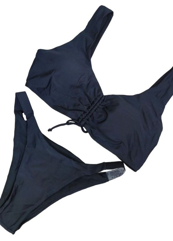 Черный летний купальник со шнурком на лифе женский раздельный стильный красивый раздельный No Brand 6309
