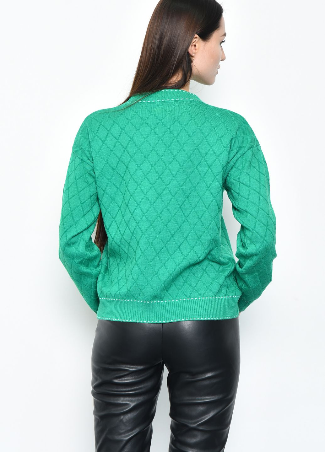 Зеленый демисезонный свитер женский зеленого цвета пуловер Let's Shop