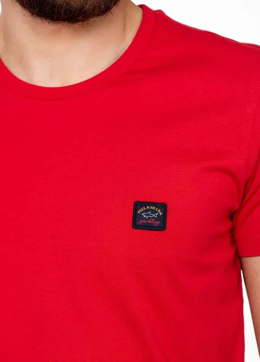 Красная футболка мужская с коротким рукавом Paul & Shark PATCH LOGO T-SHIRT