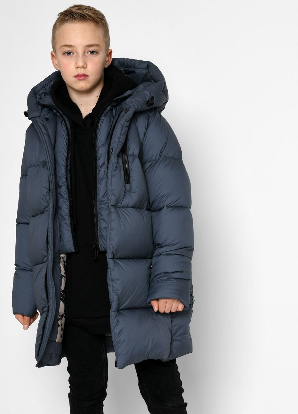 Синя зимня пухова зимова куртка для хлопчика 9120 116-122 см синій 68550 X-Woyz