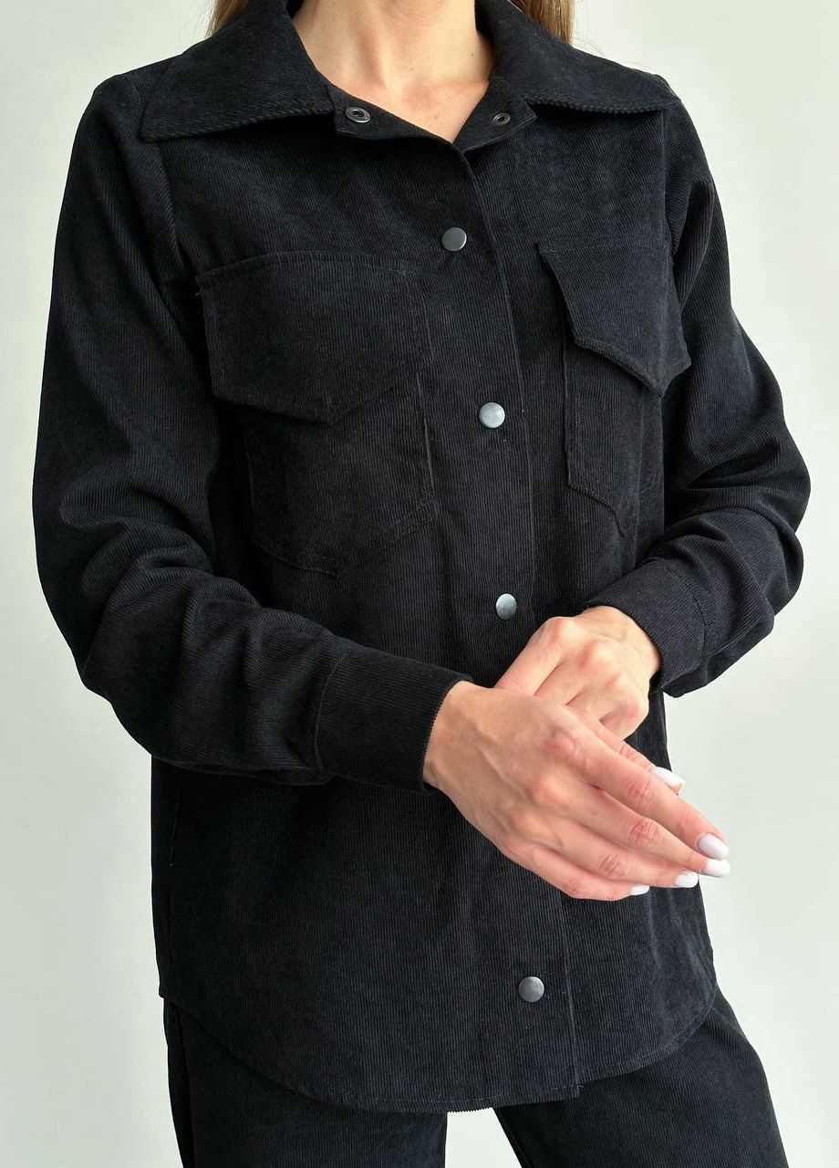 Трендовий костюм вельветовий оверсайз сорочка на кнопках та джоггерами InFashion костюм (262520864)
