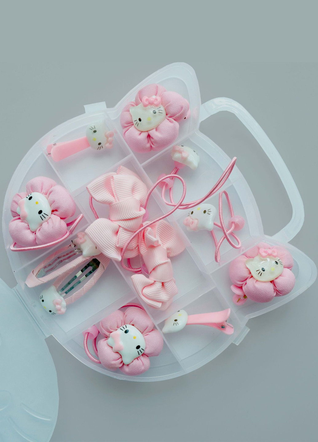 Набор резинок и заколок для волос "Котенок", розовые, 12 шт в пластиковой коробочке Анна Ясеницька (260012101)