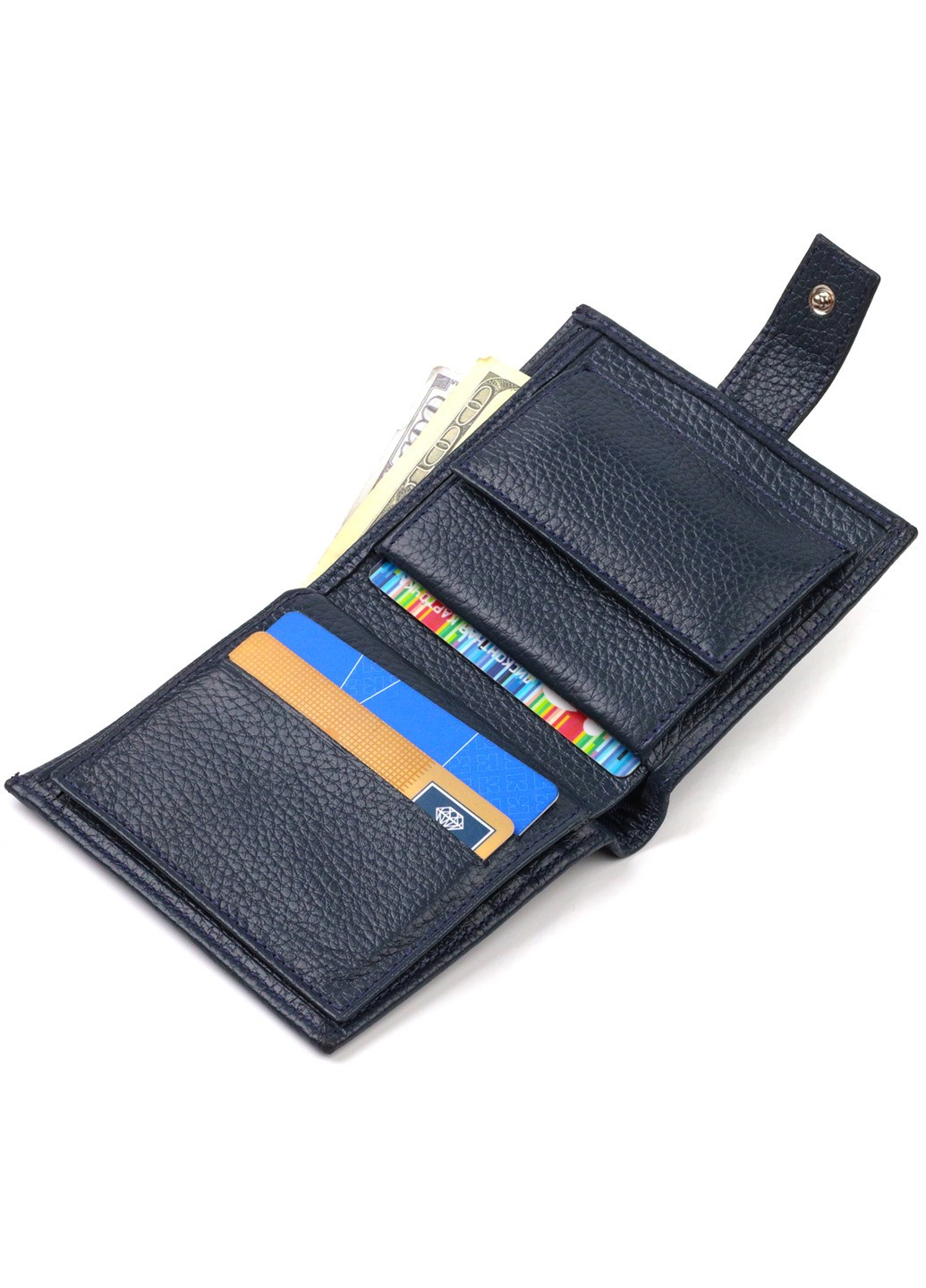 Модный мужской бумажник из натуральной зернистой кожи 21746 Синий Canpellini (259874006)
