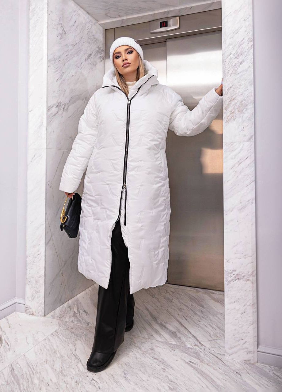 Белая женское стеганное теплое пальто цвет белый р.62/64 448577 New Trend
