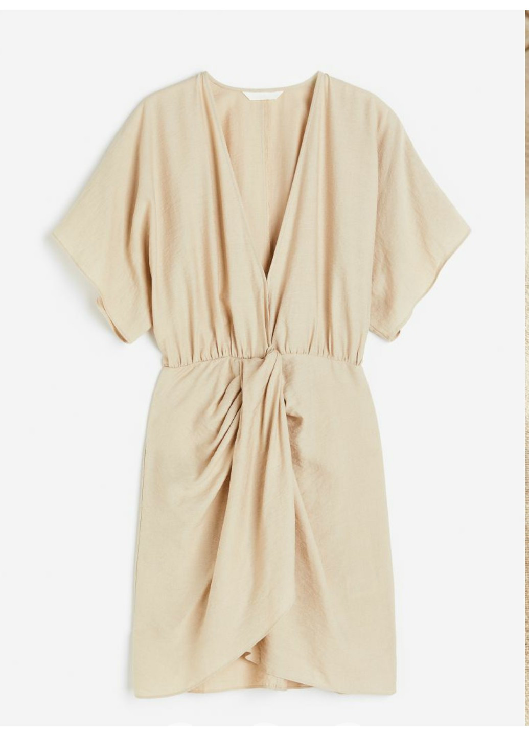 Бежева коктейльна жіноча сукня з опущеними рукавчиками н&м (55793) 34 бежева H&M