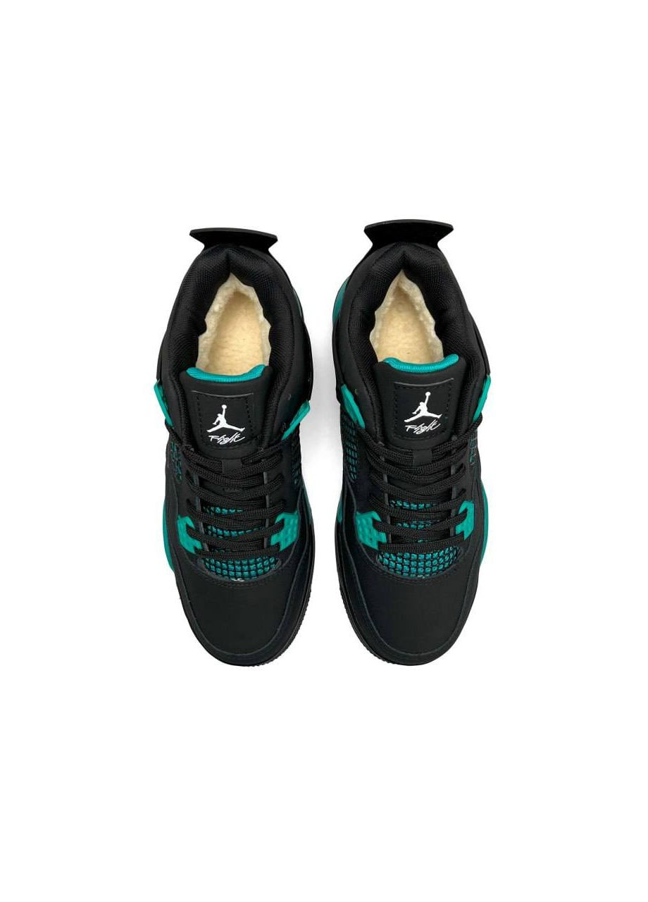 Чорні зимовий кросівки жіночі, вьетнам Nike Air Jordan 4 Retro Black Mint Fur