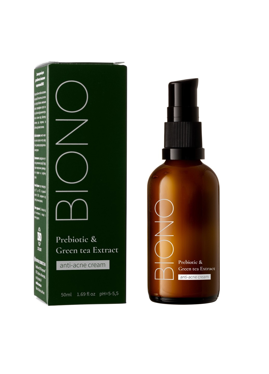 Крем анти-акне для обличчя з пребіотиками та екстрактом зеленого чаю Bionо 50 мл Biono (259366316)