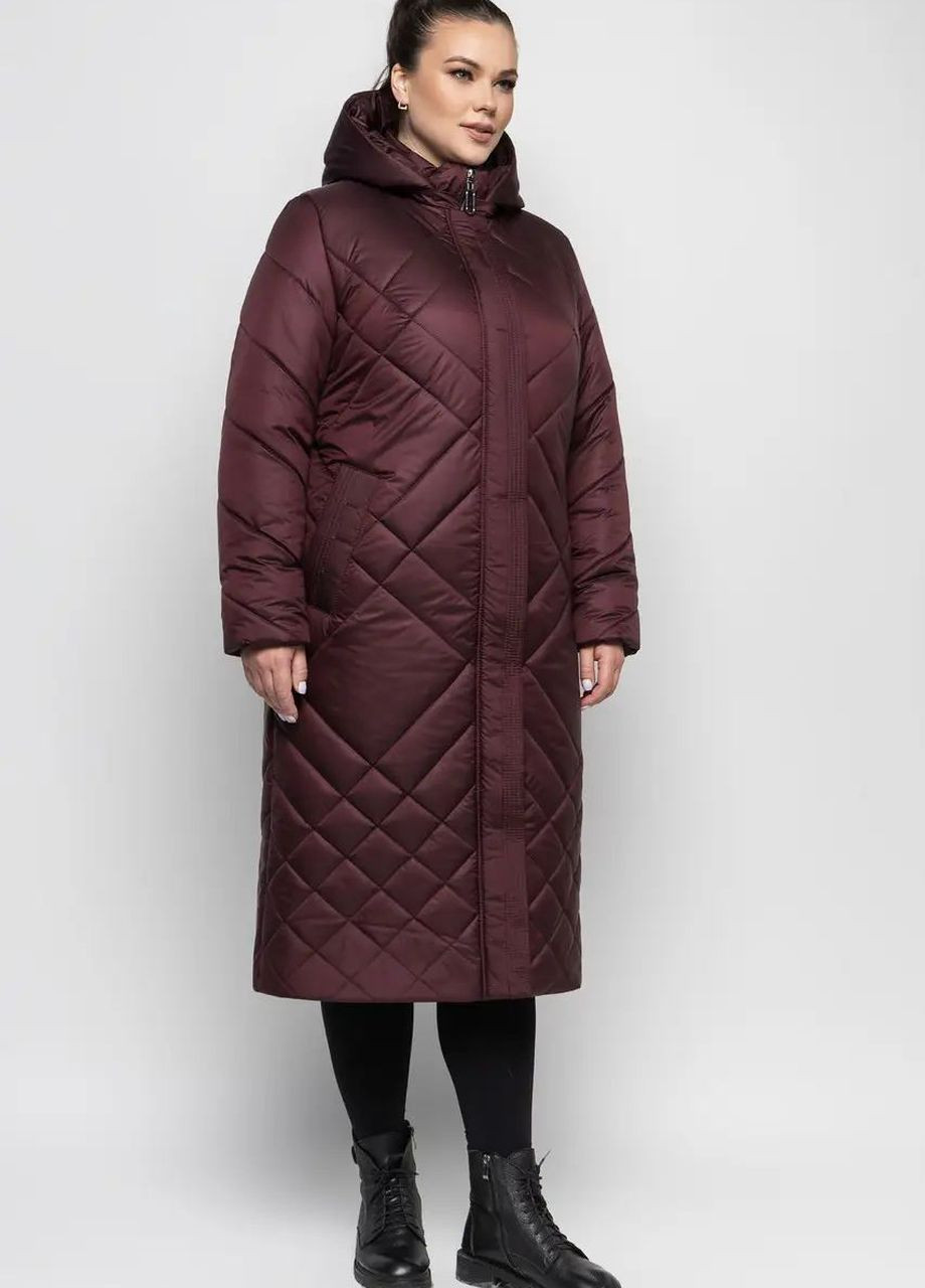 Бордовая зимняя зимняя женская куртка большого размера SK