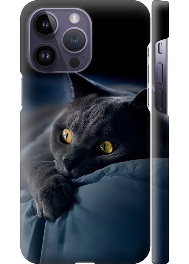 3D пластиковый матовый чехол 'Дымчатый кот' для Endorphone apple iphone 14 pro max (265226246)