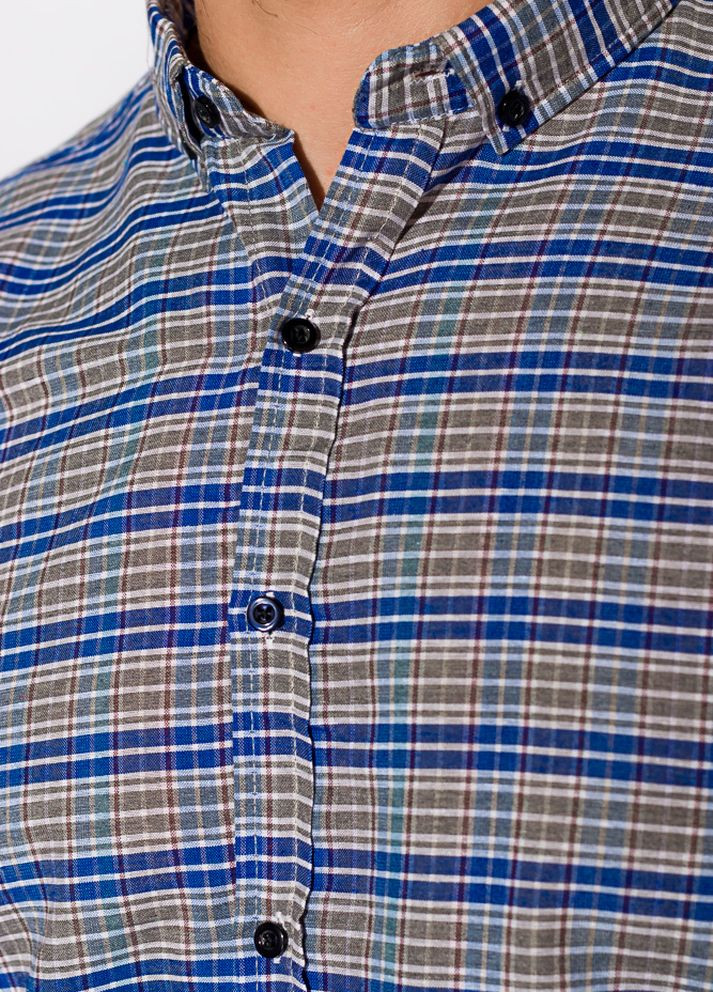 Серо-голубой кэжуал рубашка однотонная Time of Style