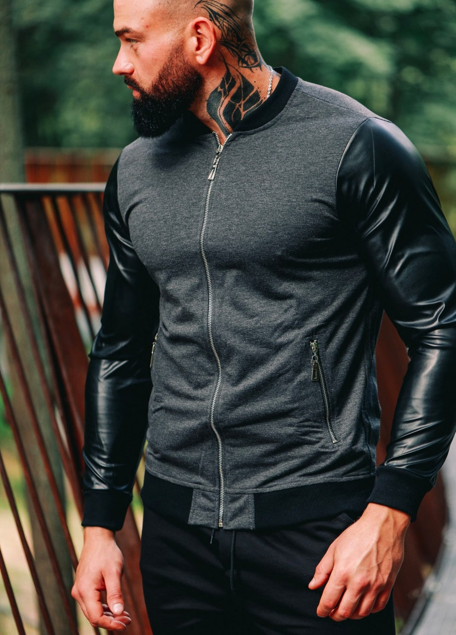 Бомбер с рукавами под кожу Vakko на молнии (257453788)