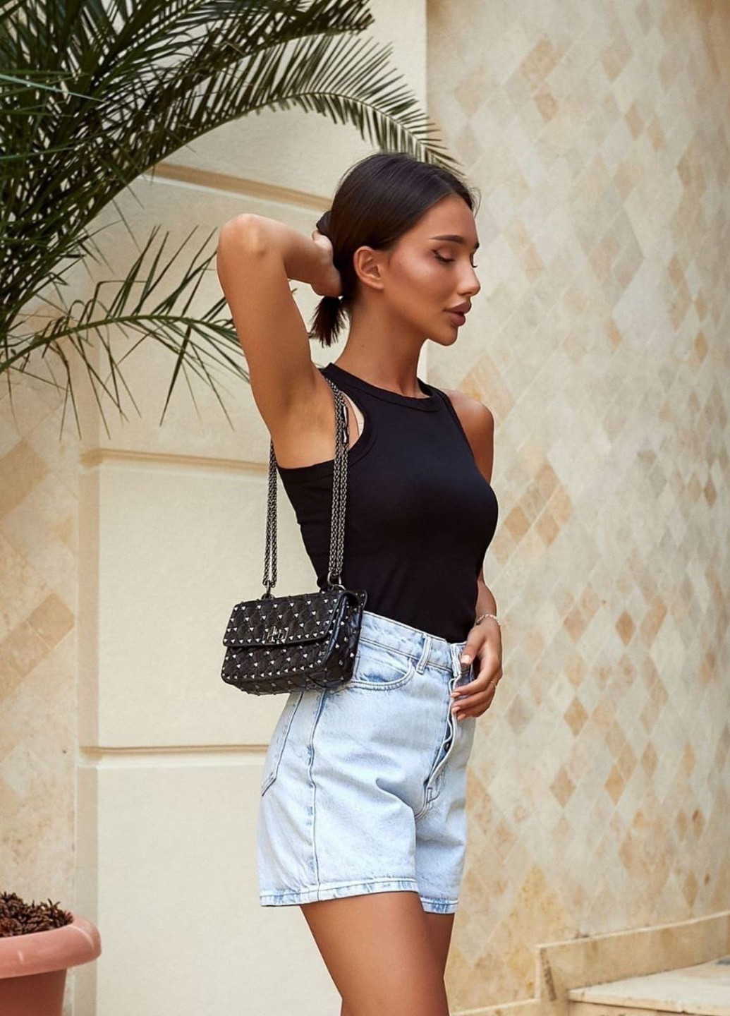 Майка рубчик черная No Brand — 258925811