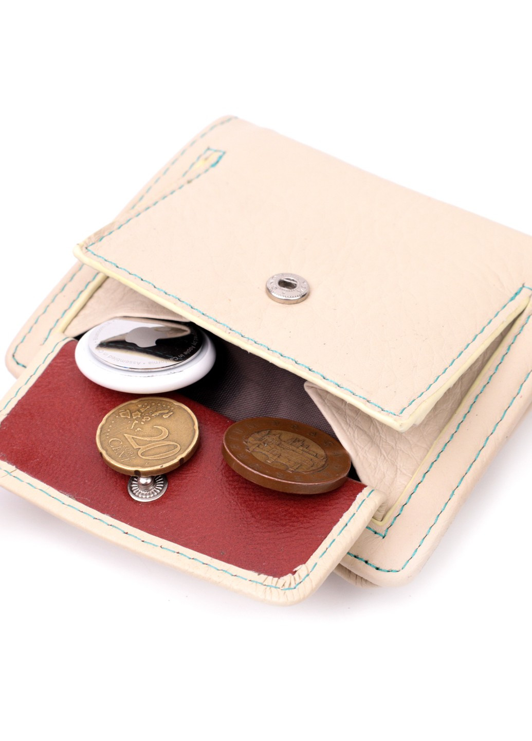 Оригинальное кожаное портмоне с монетницей снаружи для женщин 19455 Белый st leather (277980574)
