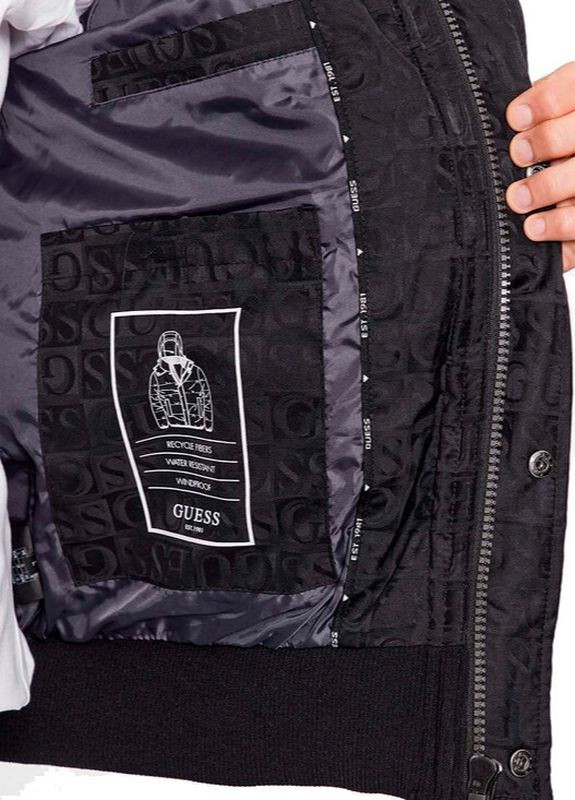 Чорна зимня чоловіча зимова чорного кольору з логотипом оригінал Guess Куртка