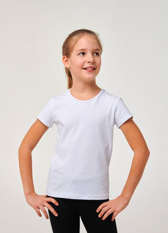Біла дитяча футболка | 104, 140 | 95% бавовна | стрейч-кулір найвищої якості | 100% safety білий Smil