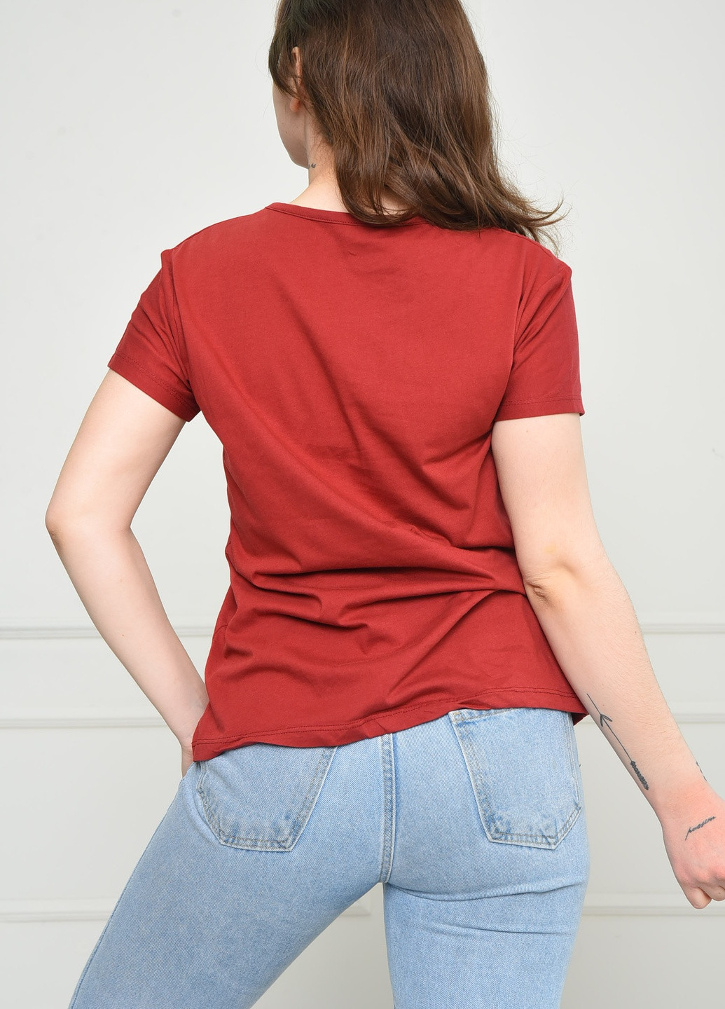 Теракотова літня футболка жіноча теракотового кольору Let's Shop