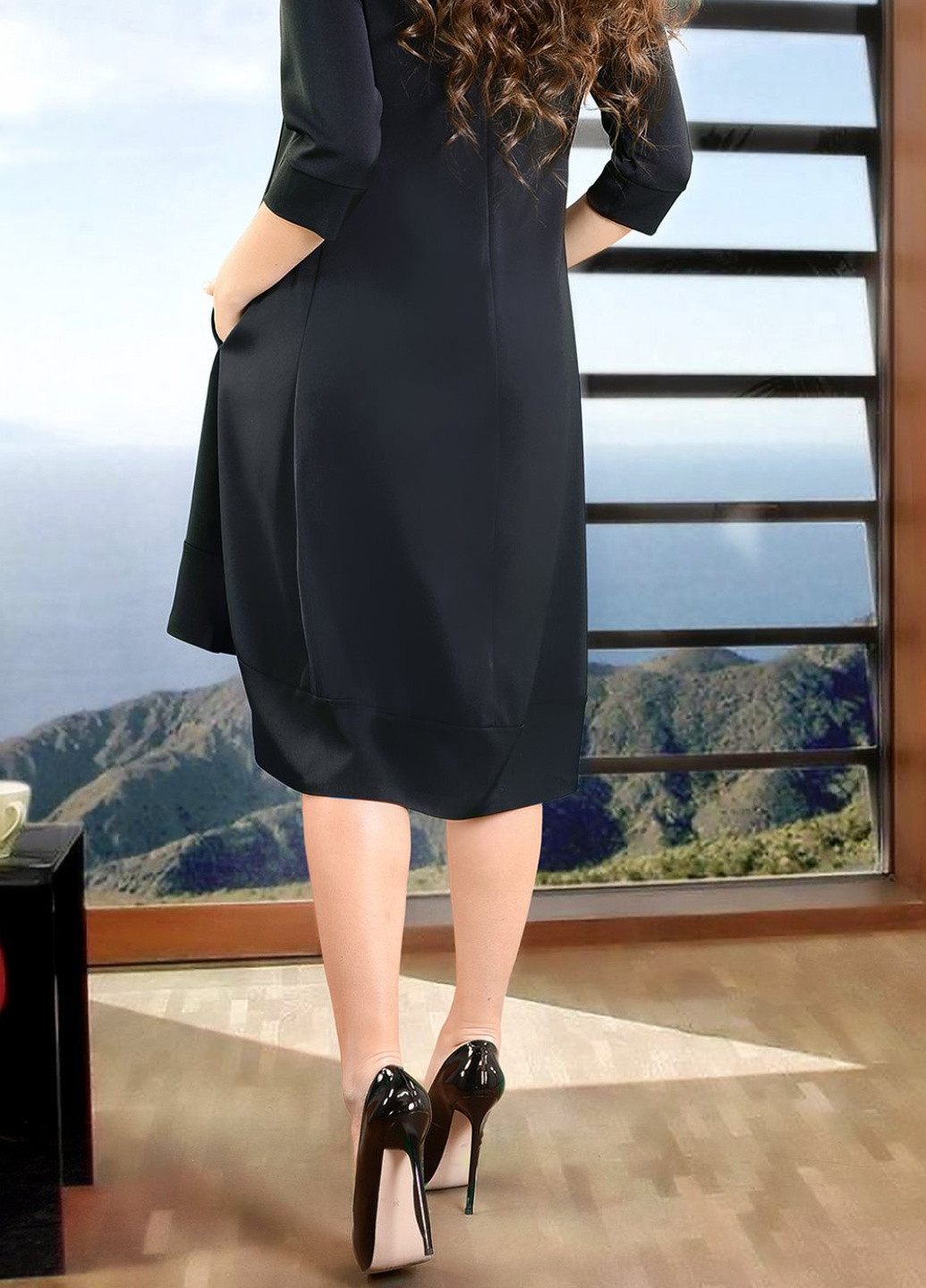 Чорна сукнi норма вільна сукня великого розміру (ут000048746) Lemanta