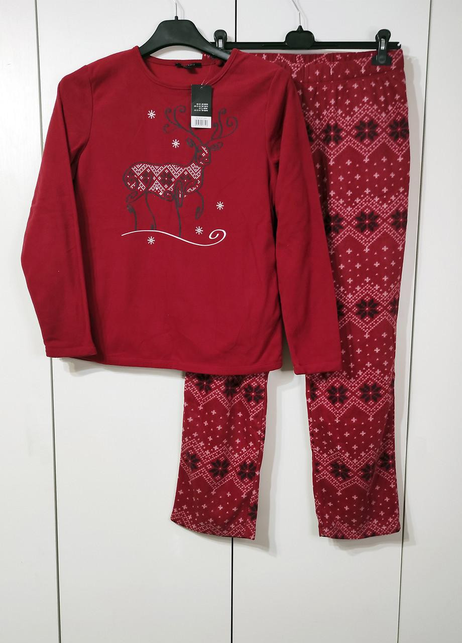 Красная зимняя пижама флисовая теплый домашний костюм Esmara