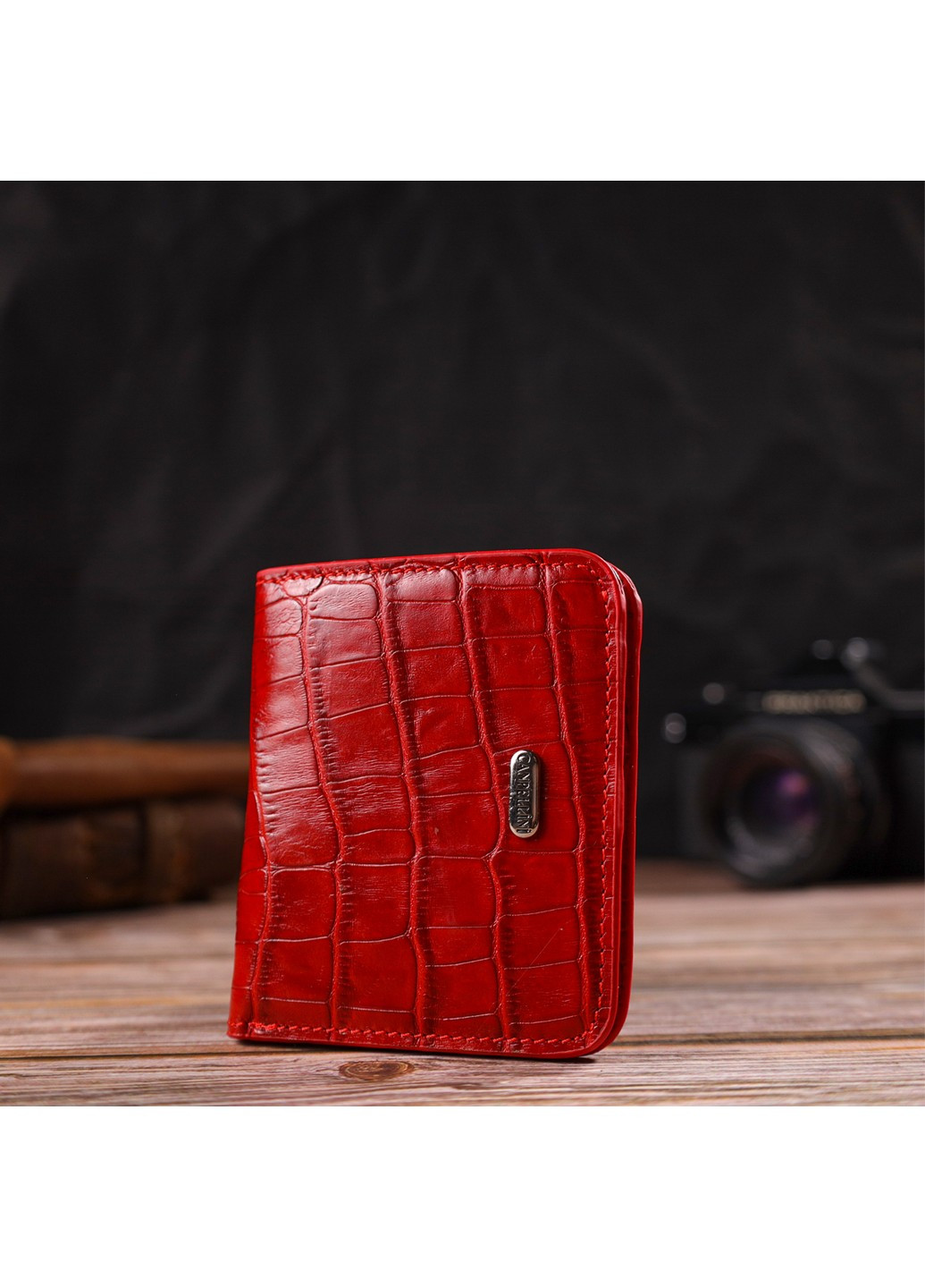Жіночий гаманець з натуральної шкіри з тисненням під крокодила 21795 Червоний Canpellini (259815835)