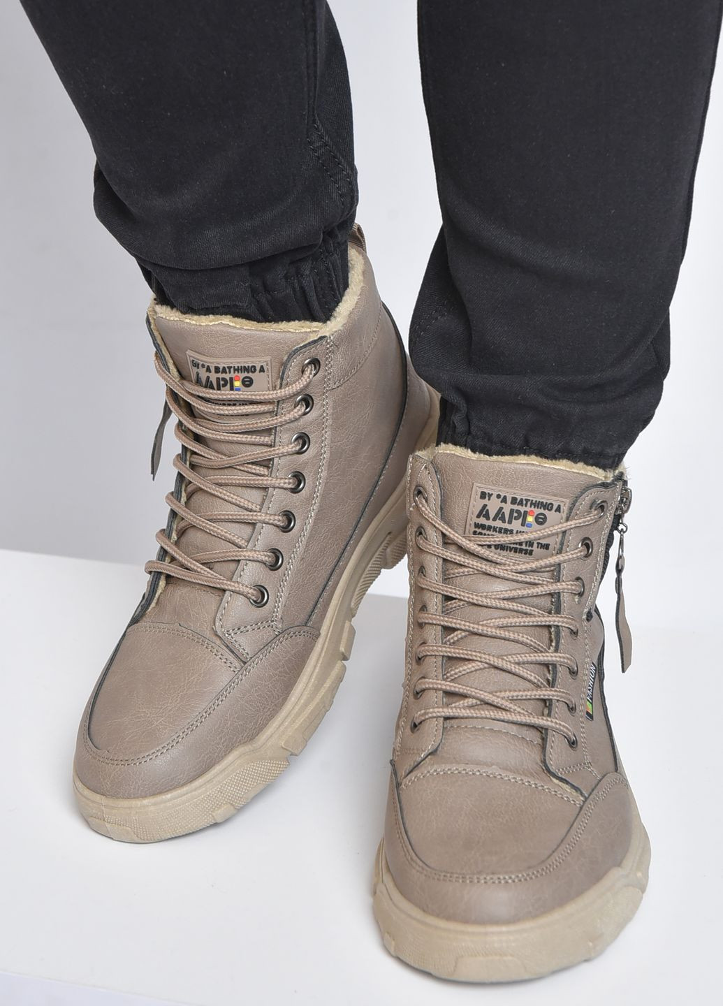 Бежевые осенние ботинки мужские демисезонные бежевого цвета Let's Shop