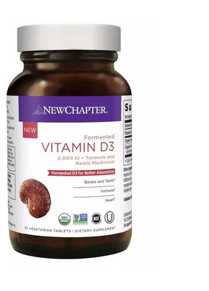Fermented Vitamin D3, 2000 IU + Turmenic And Reishi 30 Veg Tabs NC0355 New Chapter (256720844)