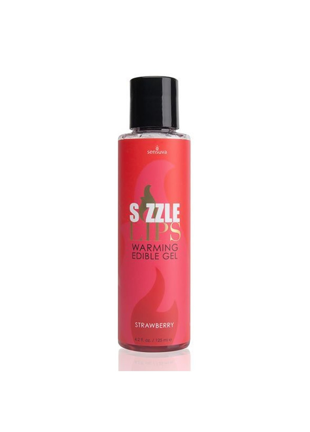 Согревающий массажный гель Sizzle Lips Strawberry (125 мл), без сахара, съедобный Sensuva (277235681)