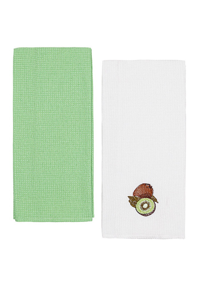Набор полотенец лен с вышивкой "Киви" 45*75 см - 2шт. цвет зеленый ЦБ-00217957 Ярослав (259464810)