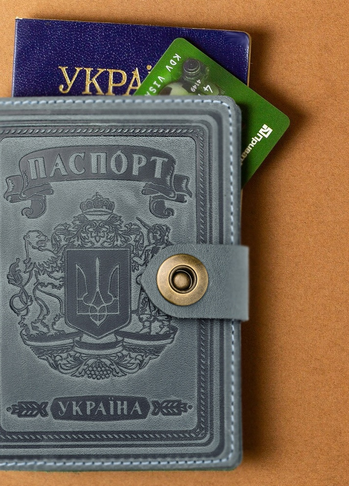 Кожаная обложка для паспорта Villini 001 Серо-голубой Martec (258961184)