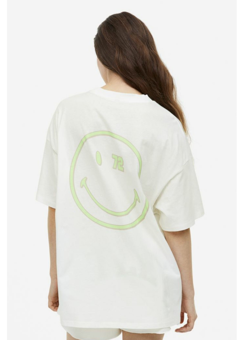 Белая летняя женская футболка оверсайз н&м (55890) xs белая H&M