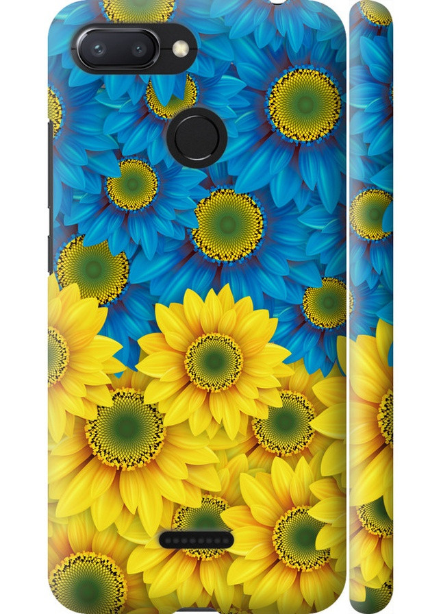 3D пластиковий матовий чохол 'Жовто-блакитні квіти ' для Endorphone Xiaomi Redmi 6 (257831269)