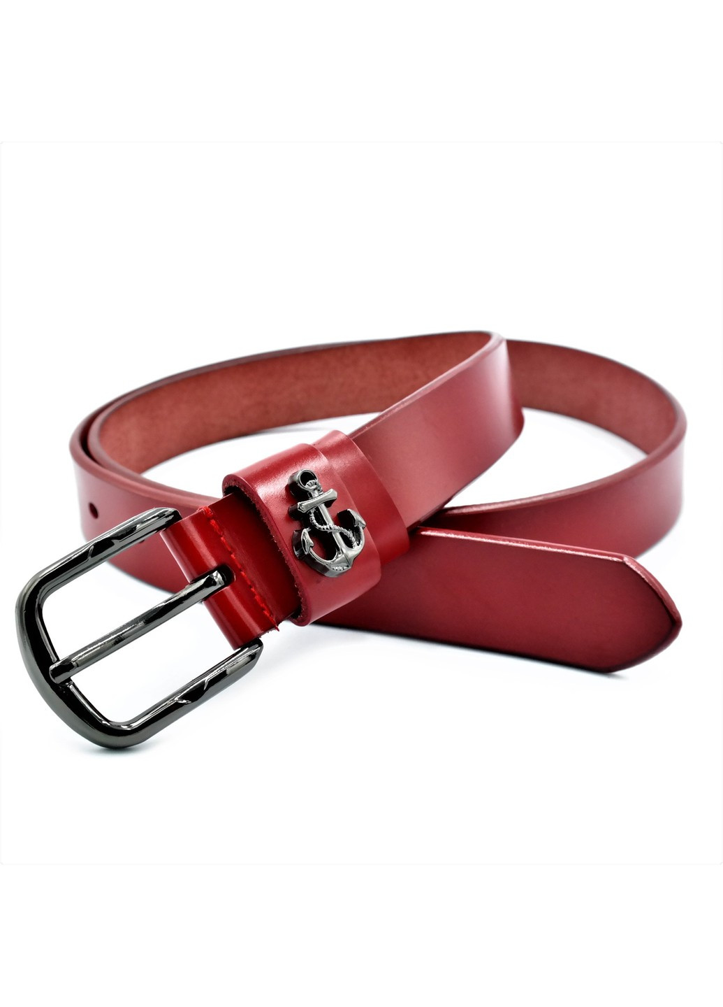 Женский кожаный ремень 110-115 см Красный 0041) Le-Mon (272596840)