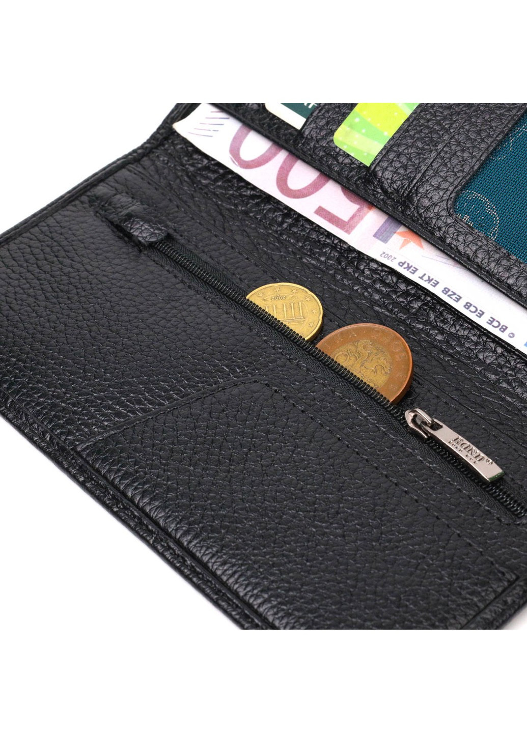 Вертикальний чоловічий гаманець із натуральної зернистої шкіри 21983 Чорний Bond (262158742)