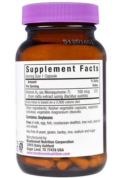 Vitamin К2 100 mcg 50 Veg Caps Bluebonnet Nutrition (256723254)