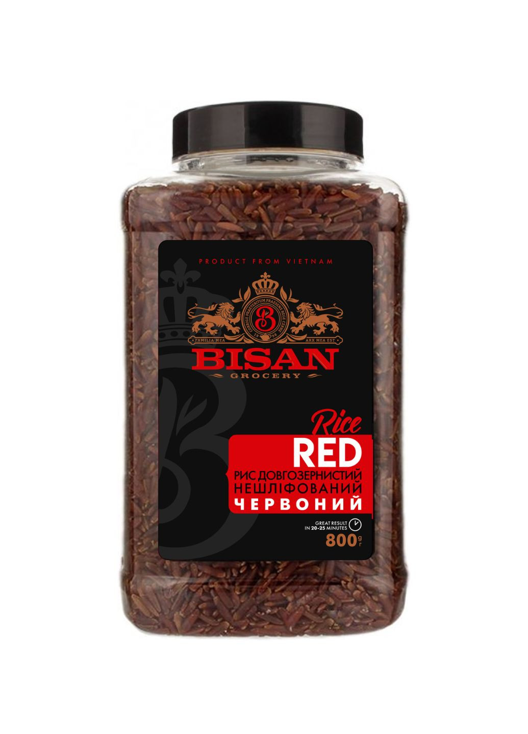 Рис довгозернистий нешліфований Червоний 800 г Bisan (276327199)