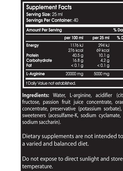 Arginine Liquid 1000 ml /40 servings/ Orange Scitec Nutrition (256726011)