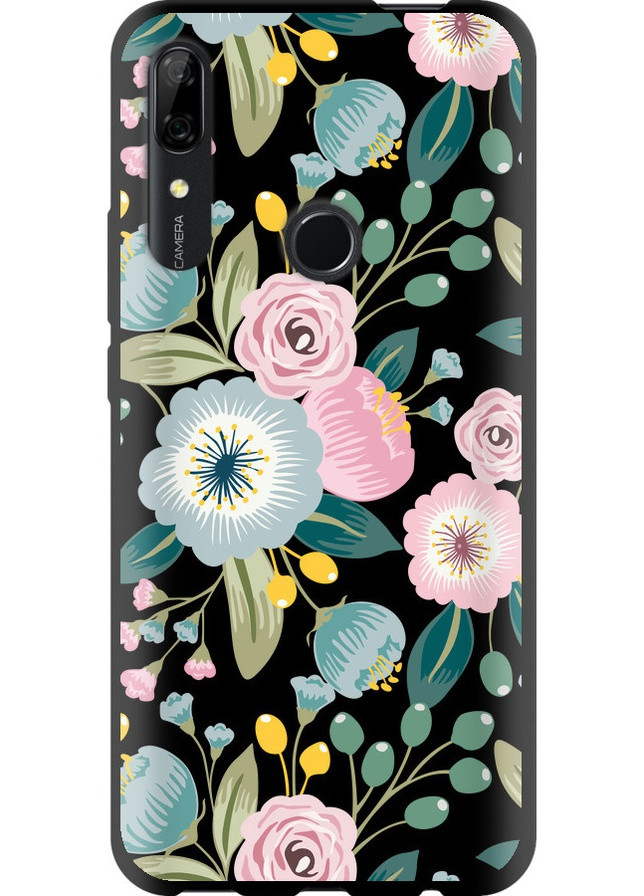 TPU чорний чохол 'Квіткові шпалери v2' для Endorphone Huawei P Smart Z (258088624)