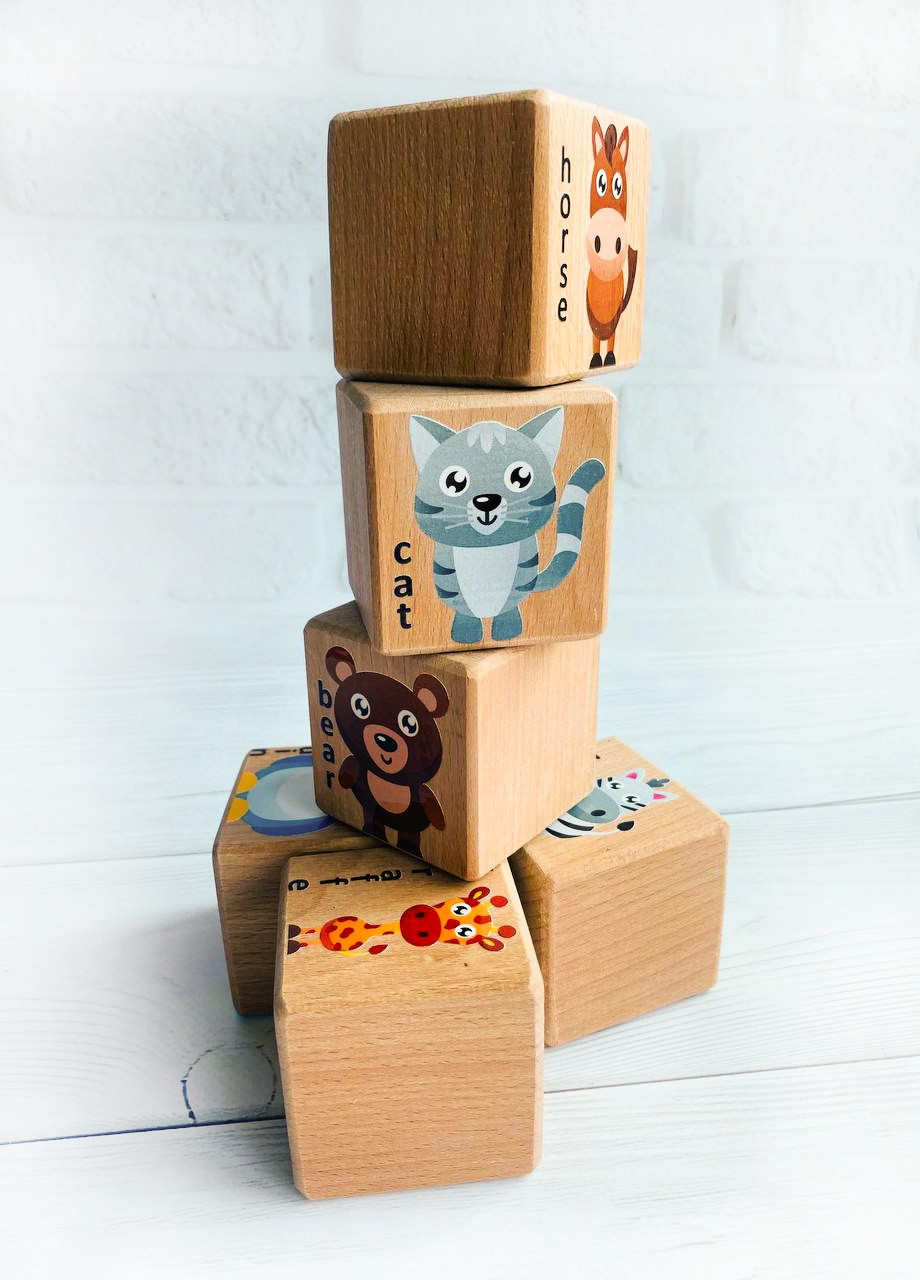 Дитячі розвиваючі кубики із зображеннями тварин "Бегемотик і компанія" (комплект 4) Creative (257986160)