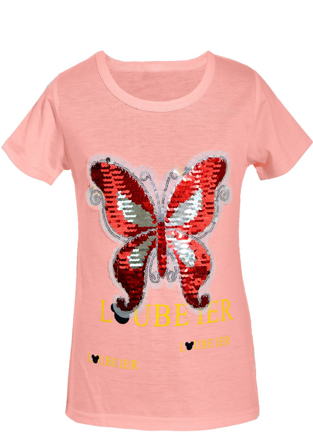 Бежевая футболки футболка на дівчаток (бабочка 3) Lemanta